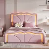 Streamdale Furniture Streamdale Twin Size Upholstered Platform Bed With Curve Shaped And Height-adjustbale Headboard