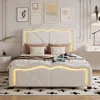 Streamdale Furniture Streamdale Twin Size Upholstered Platform Bed With Curve Shaped And Height-adjustbale Headboard