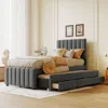 Streamdale Furniture Streamdale Twin Size Upholstered Platform Bed With Trundle And 3 Drawers