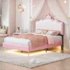 Streamdale Furniture Streamdale Twin Size Upholstered Princess Bed With Crown Headboard