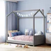 Streamdale Furniture Streamdale Twin Size Velvet House Bed Wood Bed