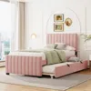 Streamdale Furniture Streamdale Twin Size Velvet Upholstered Platform Bed With Twin Size Trundle