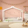 Streamdale Furniture Streamdale Twin Size Wood Bed House Bed Frame With Fence