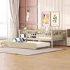 Streamdale Furniture Streamdale Twin Size Wood Daybed With Trundle And Fence Guardrails
