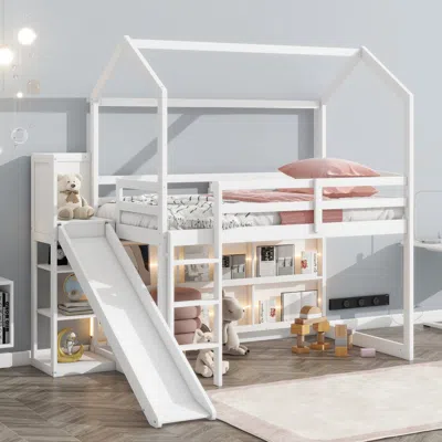 Streamdale Furniture Streamdale Twin Size Wood House Loft Bed With Slide