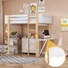 Streamdale Furniture Streamdale Twin Size Wood Loft Bed With Built-in Storage Cabinet And Cubes