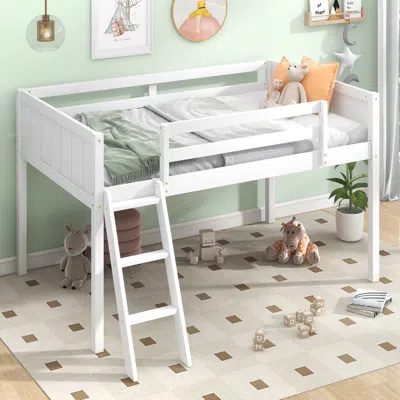 Streamdale Furniture Streamdale Twin Size Wood Low Loft Bed With Ladder