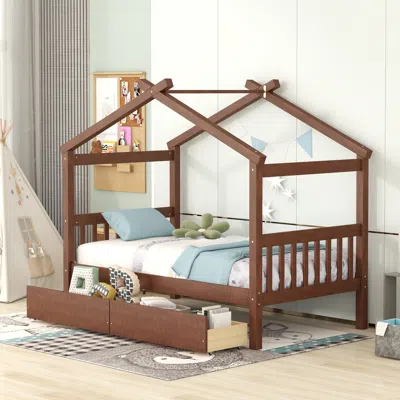 Streamdale Furniture Streamdale Twin Size Wooden House Bed With Drawers
