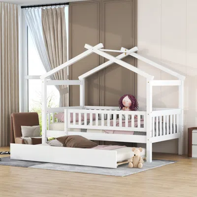 Streamdale Furniture Streamdale Twin Size Wooden House Bed With Twin Size Trundle
