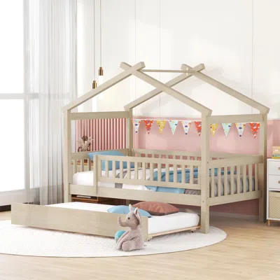 Streamdale Furniture Streamdale Twin Size Wooden House Bed With Twin Size Trundle