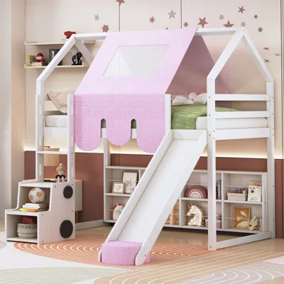 Streamdale Furniture Streamdale Twin Size Wooden Loft Bed House-shaped Frame With A Tent