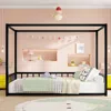 Streamdale Furniture Streamdale Twin Sunshade Floor Bed Frame With Guardrails (black)