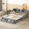 Streamdale Furniture Streamdale Twin To King Size Daybed Frame With Storage Bookcases And Two