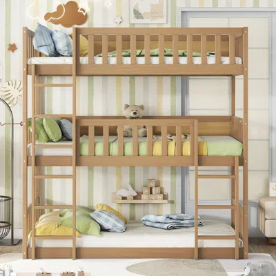 Streamdale Furniture Streamdale Twin Triple Wood Bunk Bed, Ladders, Detachable