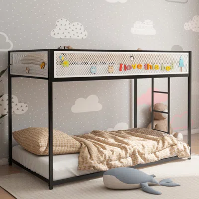 Streamdale Furniture Streamdale Twin Twin Black Bunk With Mesh Guardrail
