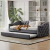 Streamdale Furniture Streamdale Twin Upholstered Daybed With Trundle, Usb, Velvet, Gray