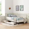 Streamdale Furniture Streamdale Twin Upholstered Platform Bed Frame W/ 2 Storage Drawers, Beige