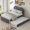Streamdale Furniture Streamdale Twin Upholstered Platform Bed With Trundle In Gray
