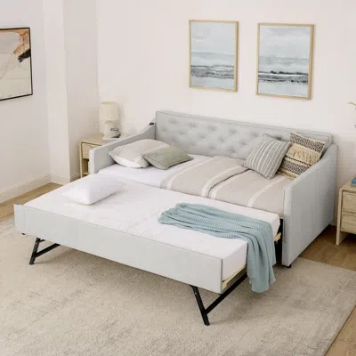 Streamdale Furniture Streamdale Twin Upholstery Daybed With Pop-up Trundle & Usb Charging