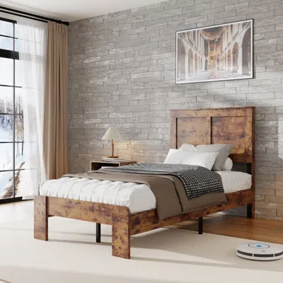 Streamdale Furniture Streamdale Twin Wood Platform Bed Frame - Storage, Easy Assembly In Brown