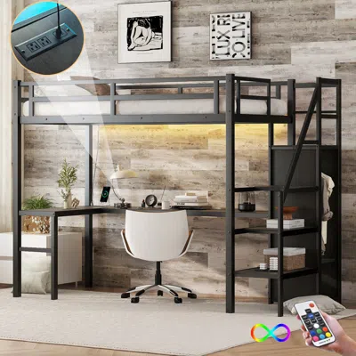 Streamdale Furniture Streamdale Twin Xl Loft Bed With L-shaped Desk And Wardrobe