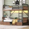 Streamdale Furniture Streamdale Twin Xl Metal Bunk Bed W/ Led, Charge & Drawers - Black