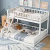 Streamdale Furniture Streamdale Twin Xl Over Queen Bunk Bed With Ladder And Guardrails, White