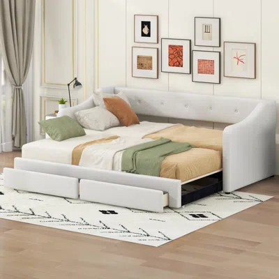 Streamdale Furniture Streamdale Twin Xl To King Size Upholstered Daybed With Two Drawers