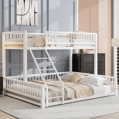 Streamdale Furniture Streamdale Twin Xl/queen Bunk Bed Frame, Ladder & Rails, White
