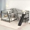Streamdale Furniture Streamdale Twin/full L-shape Bunk Bed W/ Desk & Slide In Black