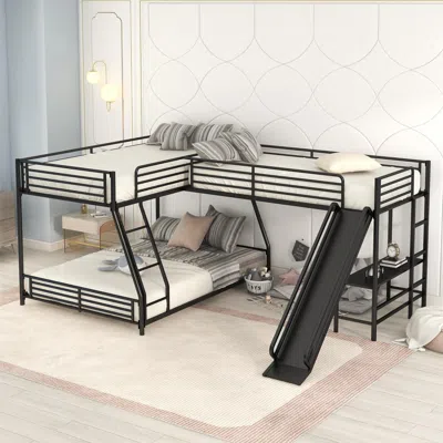 Streamdale Furniture Streamdale Twin/full L-shape Bunk Bed W/ Desk & Slide