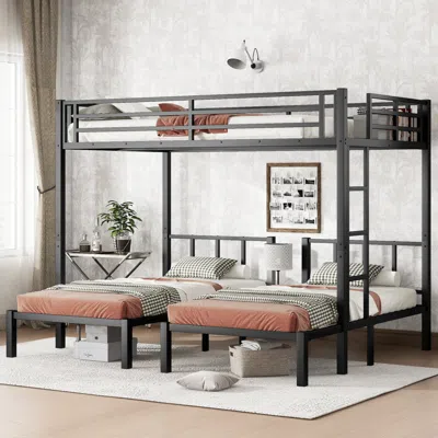 Streamdale Furniture Streamdale Twin/queen Metal Triple Bunk Bed - Black