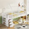 Streamdale Furniture Streamdale Twin/twin House Bunk Bed With Shelves And Drawers For White Color