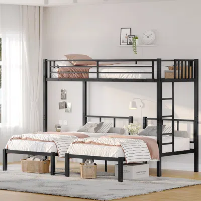 Streamdale Furniture Streamdale Twin/twin Xl Over Twin Metal Triple Bunk Bed - Black