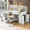 Streamdale Furniture Streamdale Twin/twin/full L-shaped Bunk Bed W/ Desk, Wardrobe & Drawers