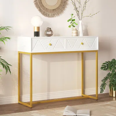 Streamdale Furniture Streamdale Two-drawer Console Table With Stripe Design