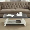 Streamdale Furniture Streamdale Two-tone Wood Shelf Coffee Table In Weathered Charcoal And Beige