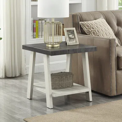Streamdale Furniture Streamdale Two-tone Wood Shelf End Table In Weathered Charcoal And Beige