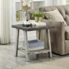 Streamdale Furniture Streamdale Two-tone Wood Shelf End Table In Weathered Walnut And Gray
