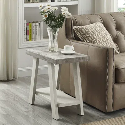 Streamdale Furniture Streamdale Two-tone Wood Shelf Side Table In Weathered Gray And Beige