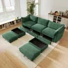 Streamdale Furniture Streamdale U Shape 3 Seater Sofa With Ottomans, Storage, Chenille Green