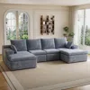 Streamdale Furniture Streamdale U-shape Corduroy Sectional Sofa - Modern Minimalist Couch - Gray In Gray