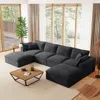 Streamdale Furniture Streamdale U-shape Corduroy Sectional Sofa W/ Ottomans - Extra Wide & Deep In Black