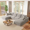 Streamdale Furniture Streamdale U-shape Corduroy Sectional Sofa W/ Ottomans - Extra Wide & Deep In Gray