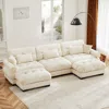 Streamdale Furniture Streamdale U Shape Modular Sectional Sofa Couch With Two Movable Ottomans, Cream