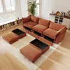 Streamdale Furniture Streamdale U Shape Sofa W/ Ottomans & Storage - Chenille Orange