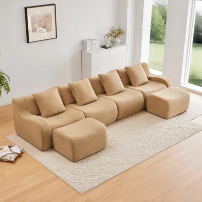 Streamdale Furniture Streamdale U-shaped Boneless Sofa, Teddy Fabric, Camel