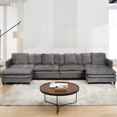 Streamdale Furniture Streamdale U-shaped Modular Chenille Sofa - Versatile, Comfortable, & Stylish In Gray