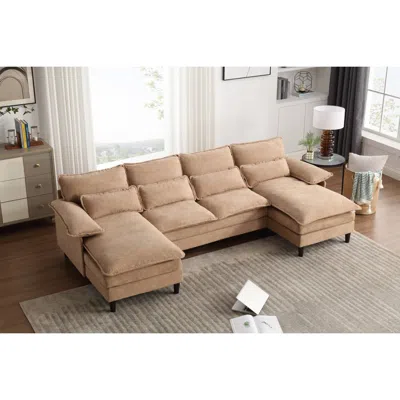 Streamdale Furniture Streamdale U-shaped Modular Sofa With Chaise Lounge, Brown