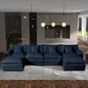 Streamdale Furniture Streamdale U-shaped Sectional Sofa With Ottomans - Chenille Blue